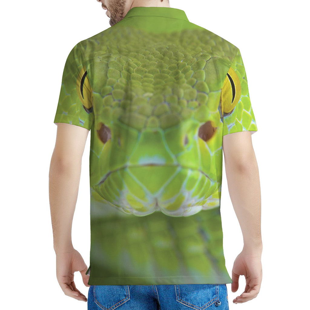 Green Pit Viper Print Men's Polo Shirt