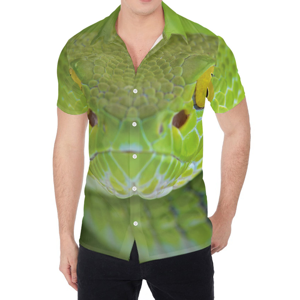Green Pit Viper Print Men's Shirt