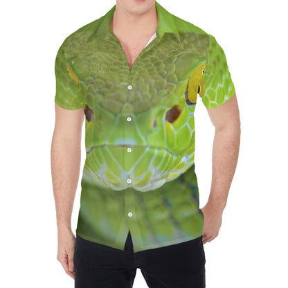 Green Pit Viper Print Men's Shirt