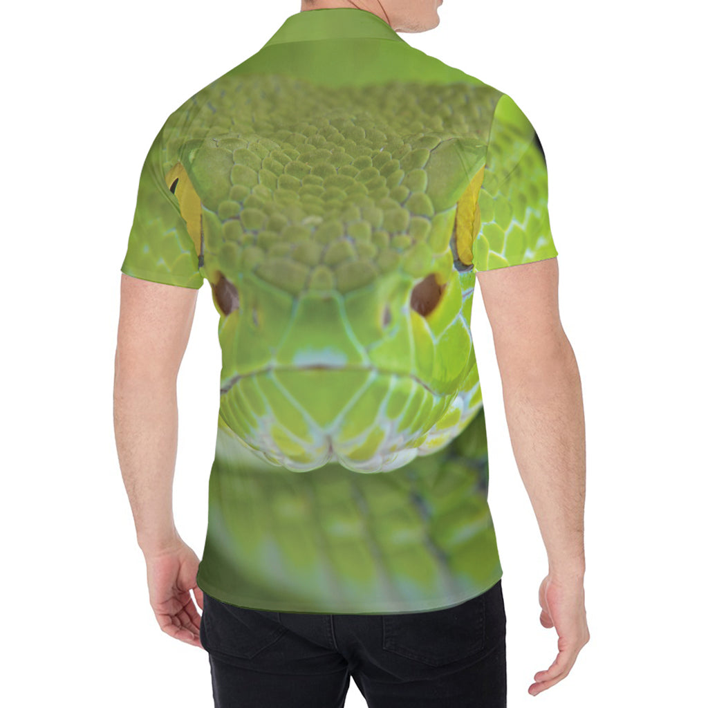 Green Pit Viper Print Men's Shirt
