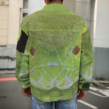 Green Pit Viper Print Men's Shirt Jacket
