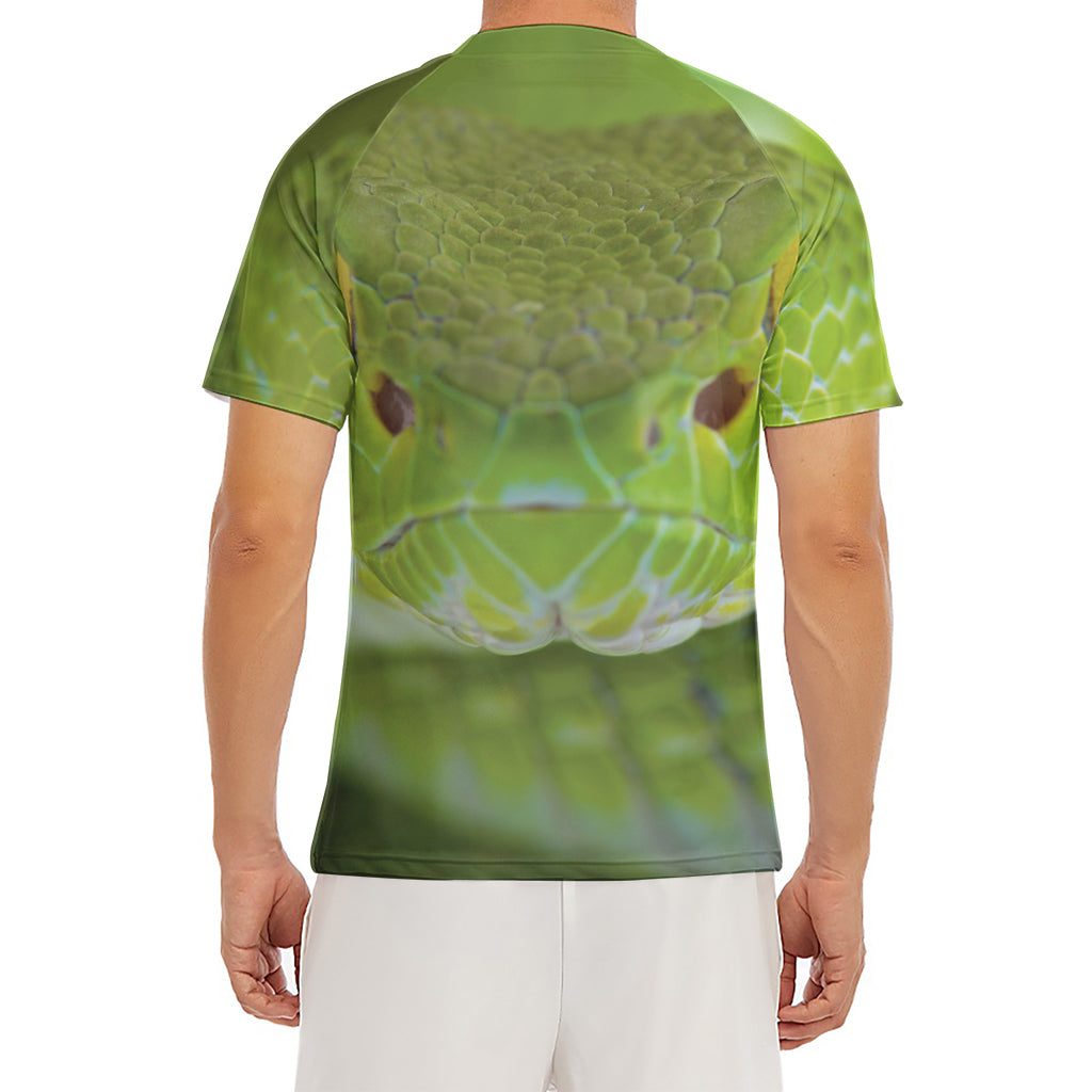 Green Pit Viper Print Men's Short Sleeve Rash Guard
