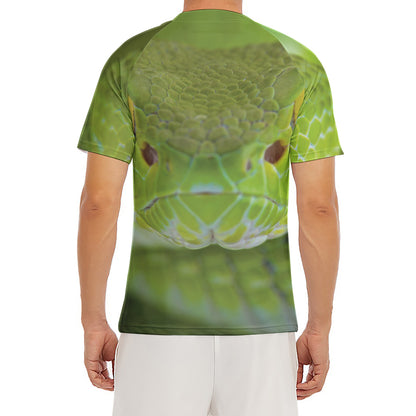 Green Pit Viper Print Men's Short Sleeve Rash Guard