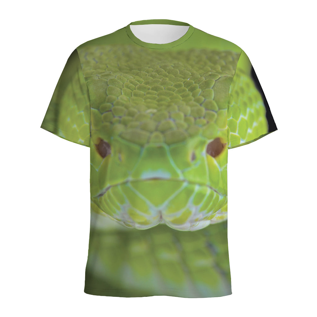 Green Pit Viper Print Men's Sports T-Shirt