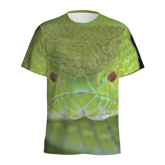 Green Pit Viper Print Men's Sports T-Shirt