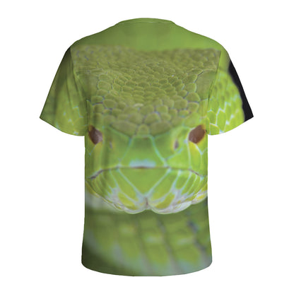 Green Pit Viper Print Men's Sports T-Shirt