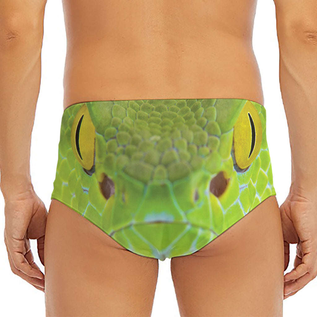 Green Pit Viper Print Men's Triangle Swim Briefs