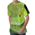 Green Pit Viper Print Men's Velvet T-Shirt