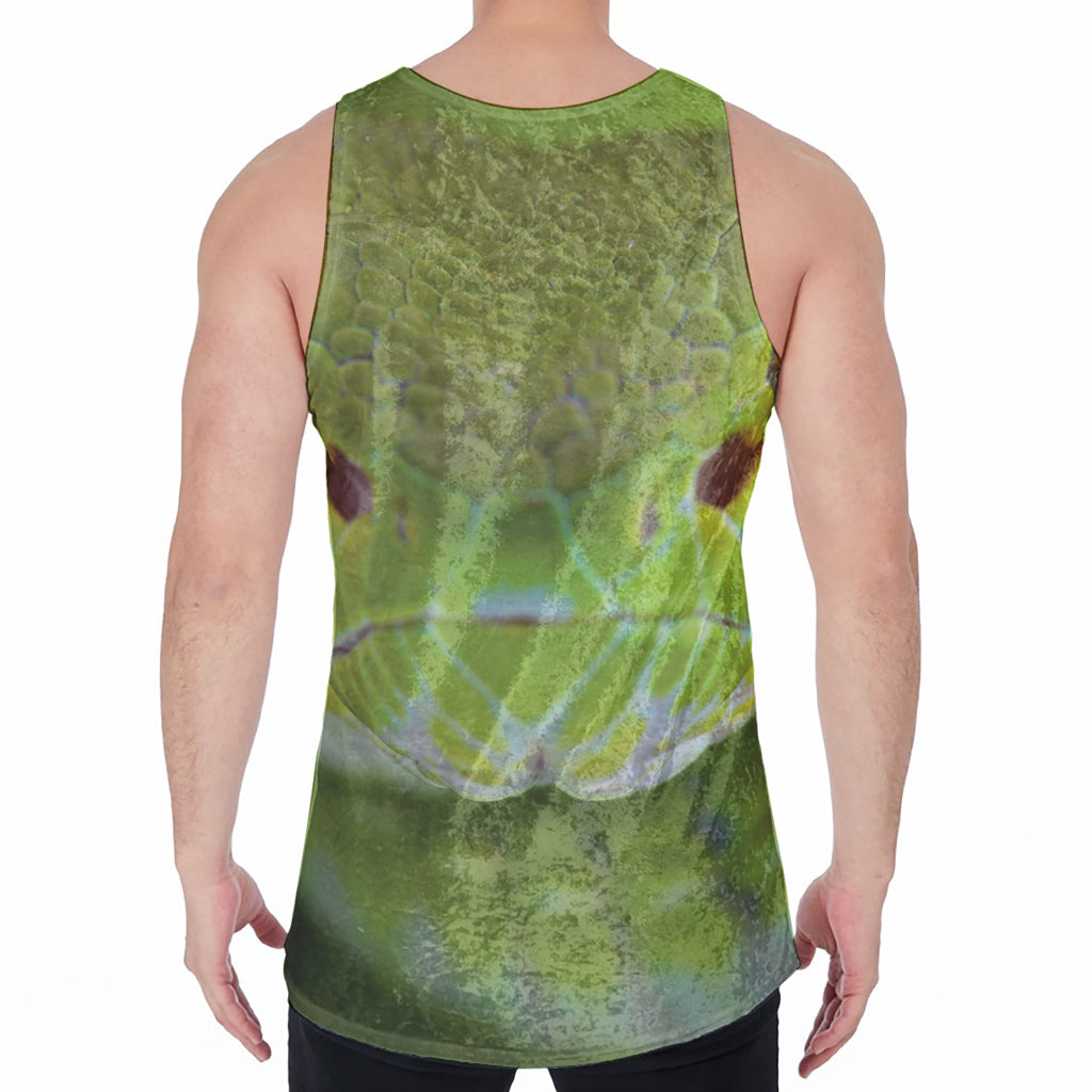 Green Pit Viper Print Men's Velvet Tank Top
