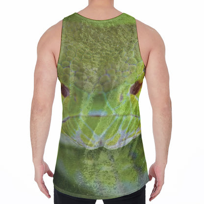 Green Pit Viper Print Men's Velvet Tank Top