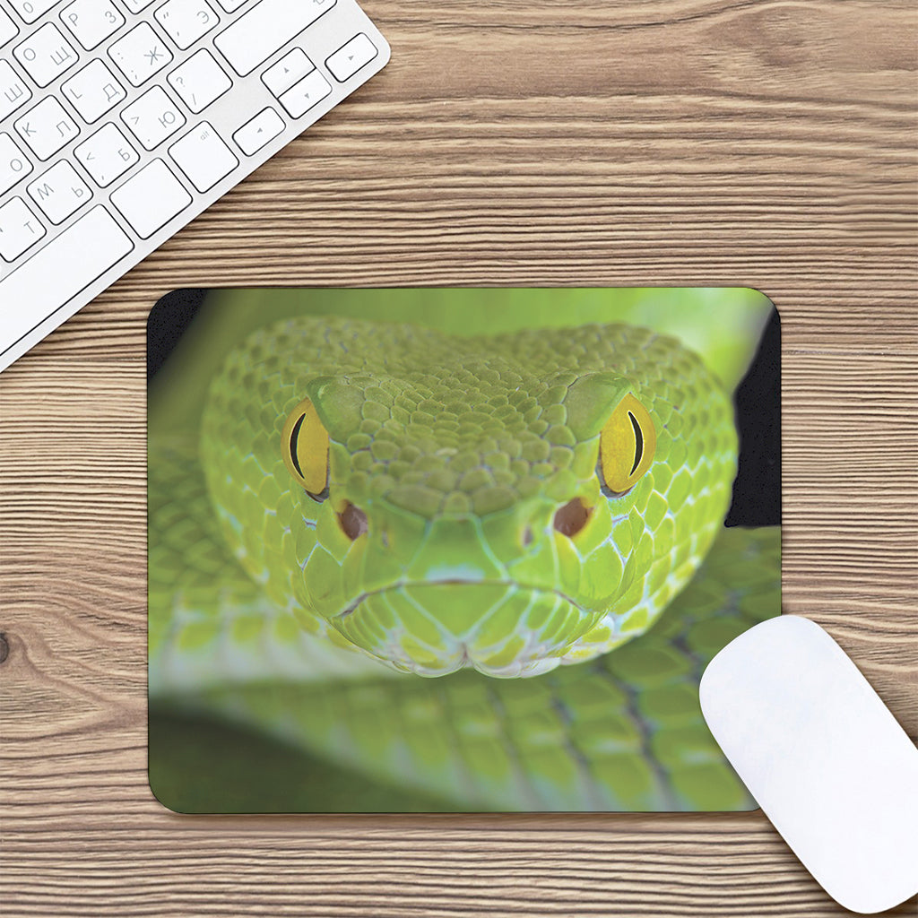 Green Pit Viper Print Mouse Pad