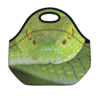 Green Pit Viper Print Neoprene Lunch Bag