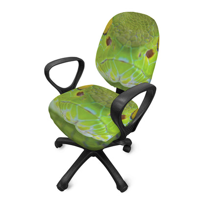 Green Pit Viper Print Office Chair Cover