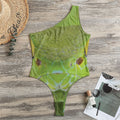 Green Pit Viper Print One Shoulder Bodysuit