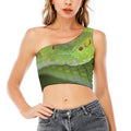 Green Pit Viper Print One Shoulder Crop Top