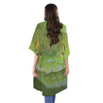 Green Pit Viper Print Open Front Beach Cover Up