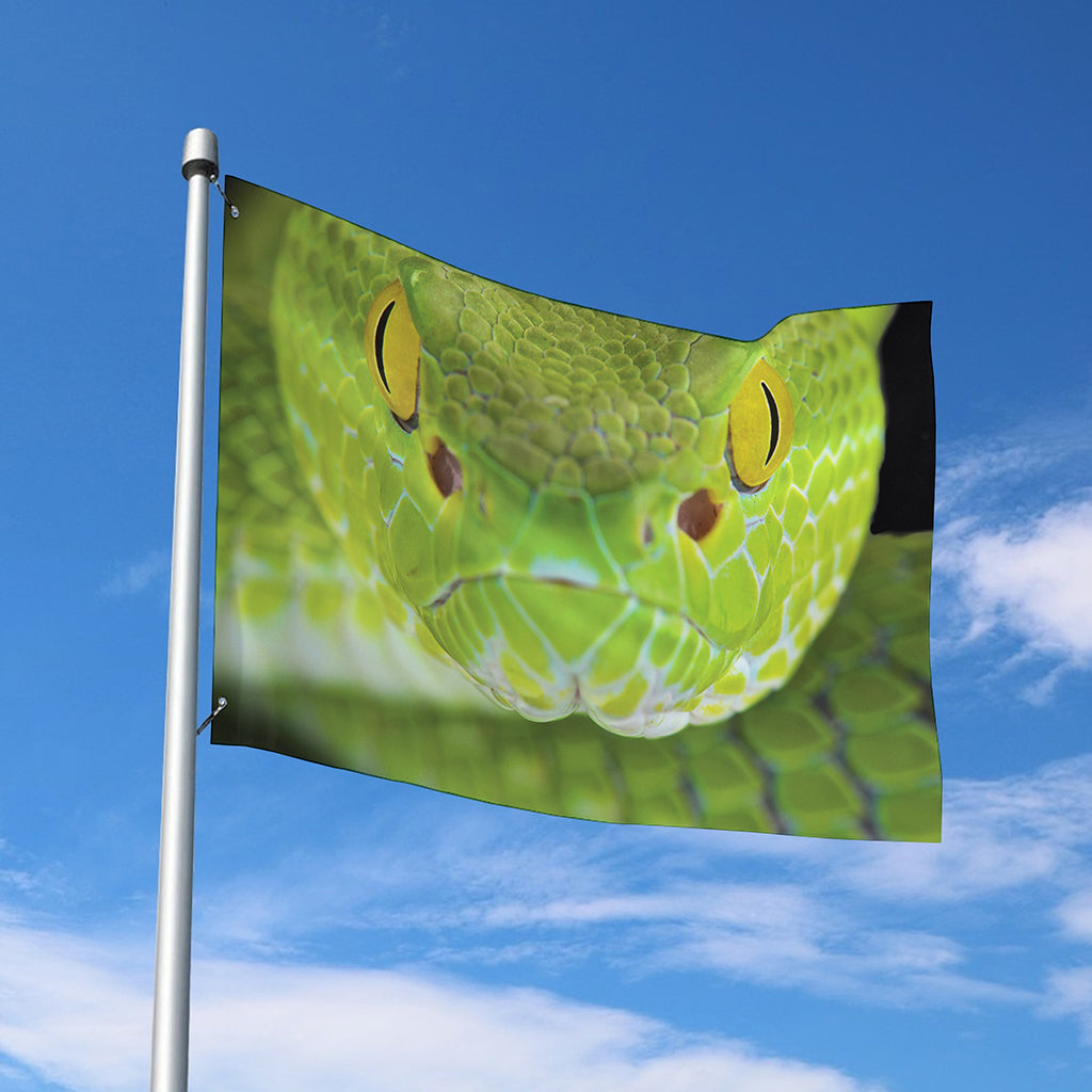Green Pit Viper Print Polyester Flag