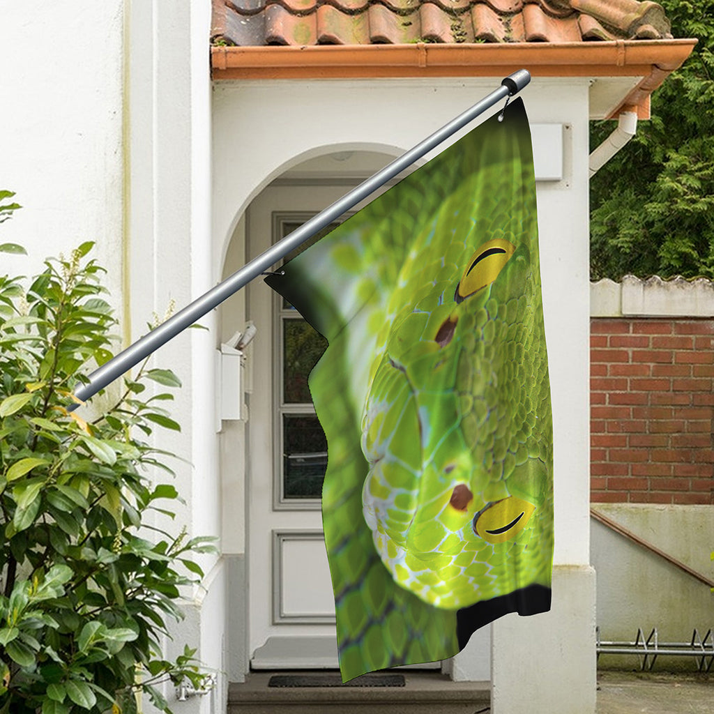 Green Pit Viper Print Polyester Flag
