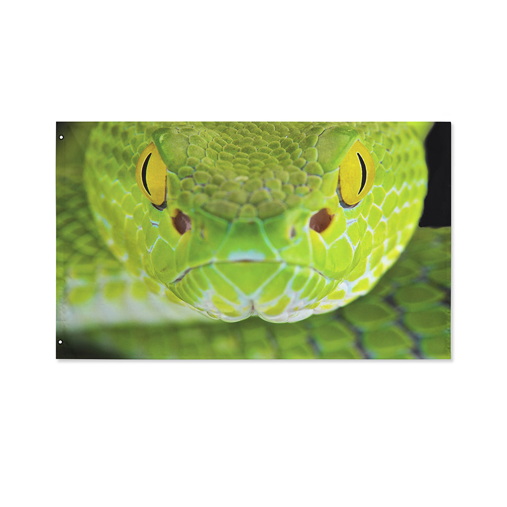 Green Pit Viper Print Polyester Flag