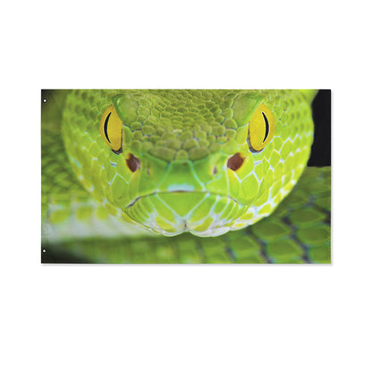 Green Pit Viper Print Polyester Flag