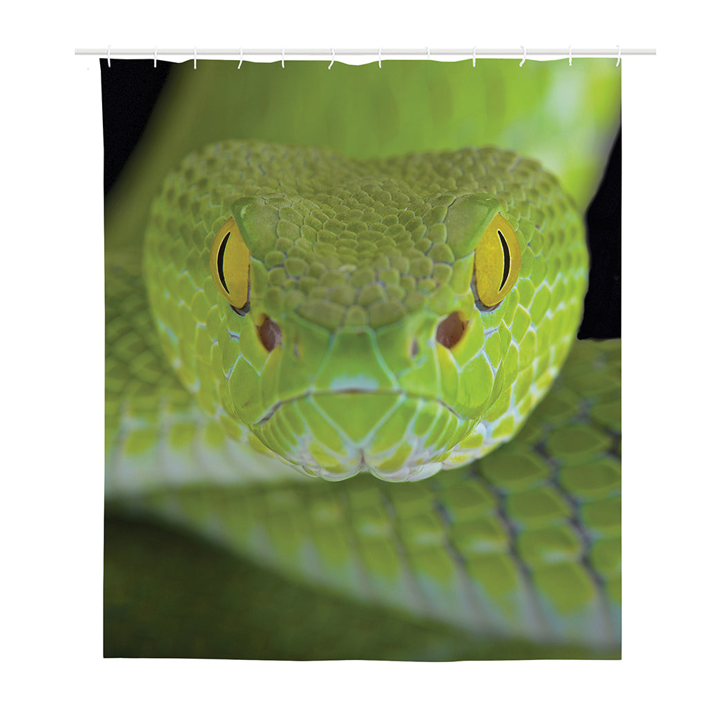 Green Pit Viper Print Polyester Shower Curtain