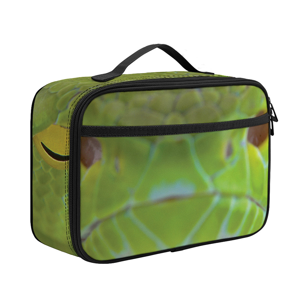 Green Pit Viper Print Portable Lunch Bag