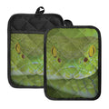 Green Pit Viper Print Pot Holders With Pocket