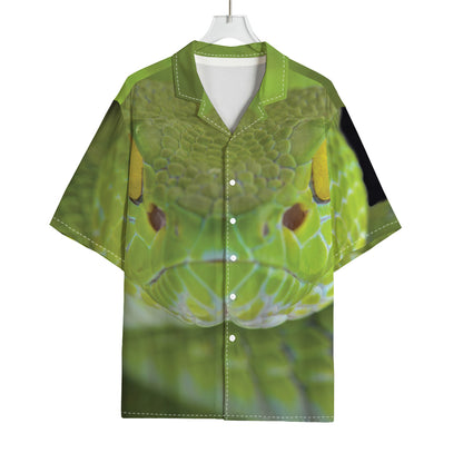 Green Pit Viper Print Rayon Hawaiian Shirt