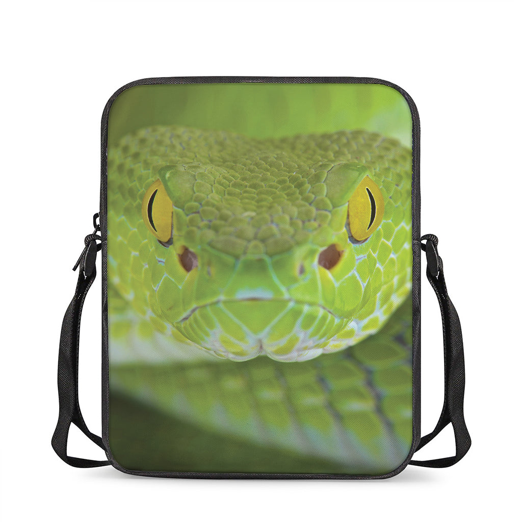 Green Pit Viper Print Rectangular Crossbody Bag