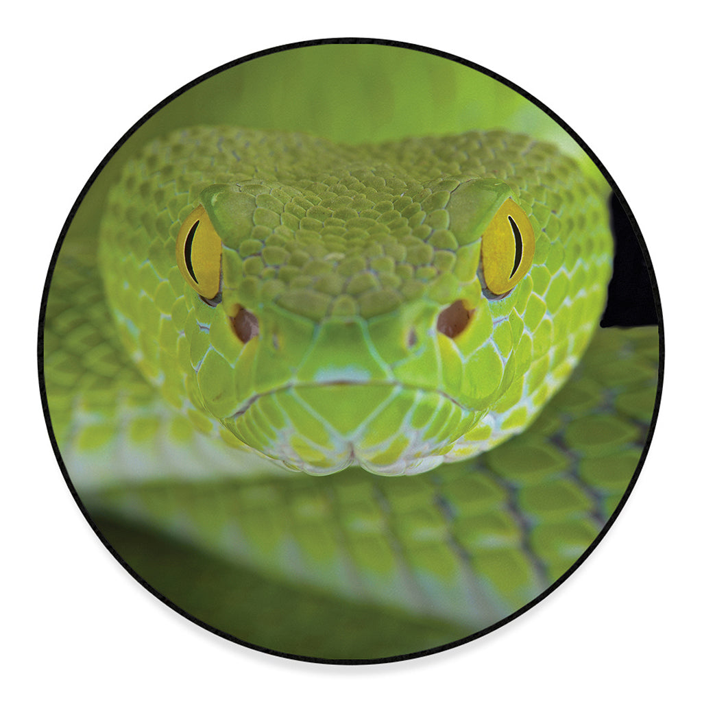 Green Pit Viper Print Round Floor Mat