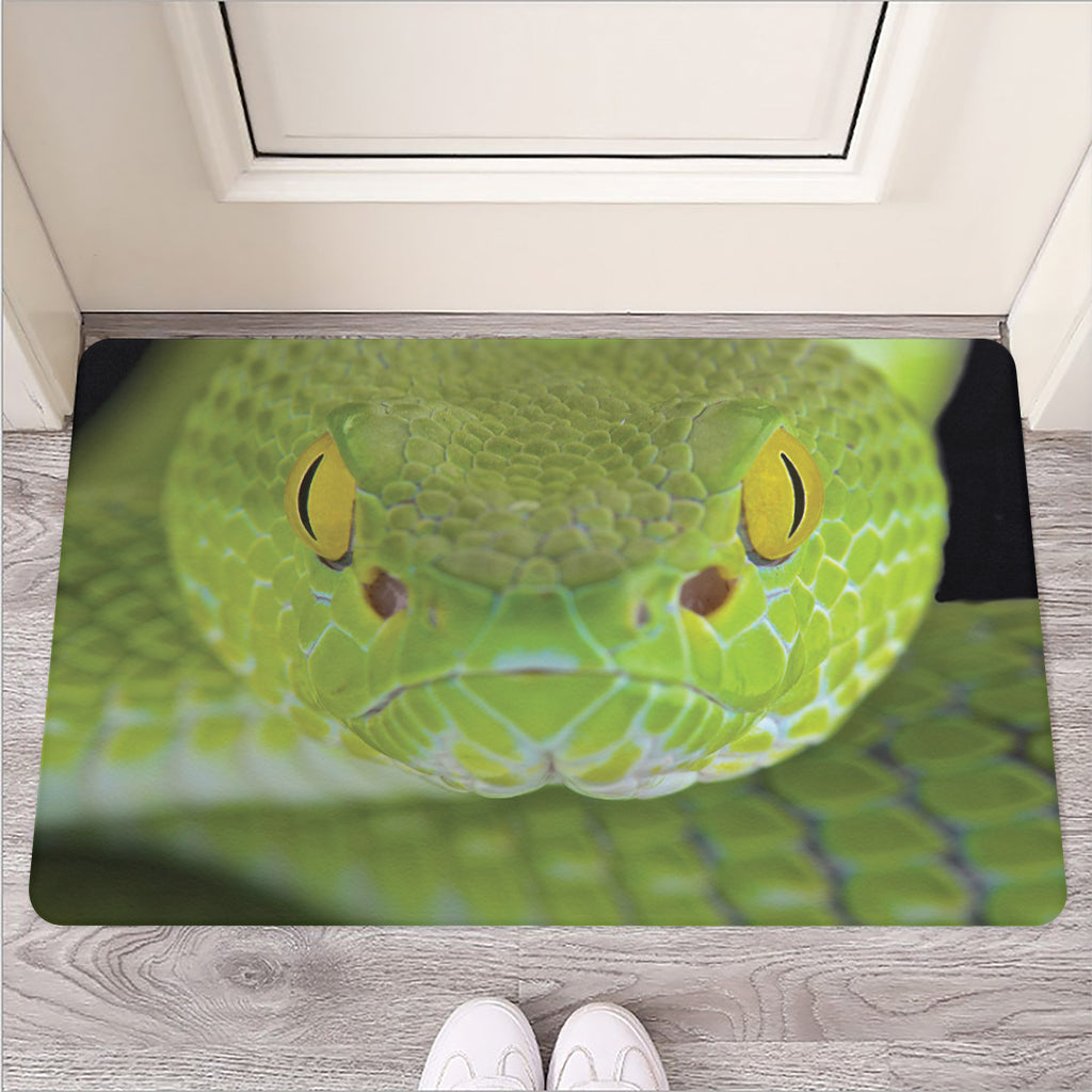Green Pit Viper Print Rubber Doormat