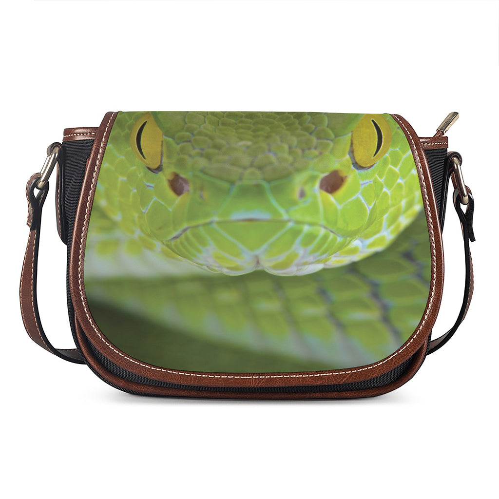 Green Pit Viper Print Saddle Bag