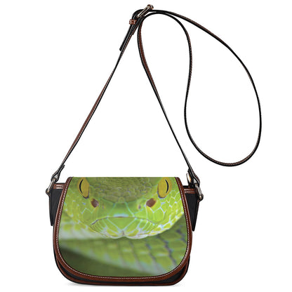 Green Pit Viper Print Saddle Bag