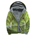 Green Pit Viper Print Sherpa Lined Zip Up Hoodie