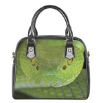 Green Pit Viper Print Shoulder Handbag