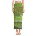 Green Pit Viper Print Side Slit Maxi Skirt