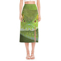 Green Pit Viper Print Side Slit Midi Skirt