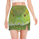 Green Pit Viper Print Side Slit Mini Skirt