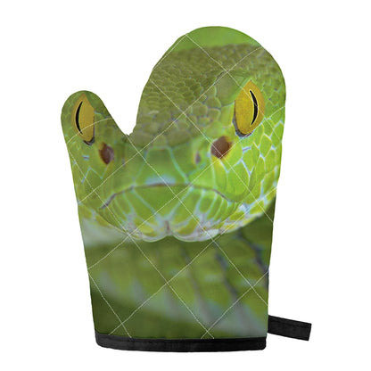 Green Pit Viper Print Single Oven Mitt