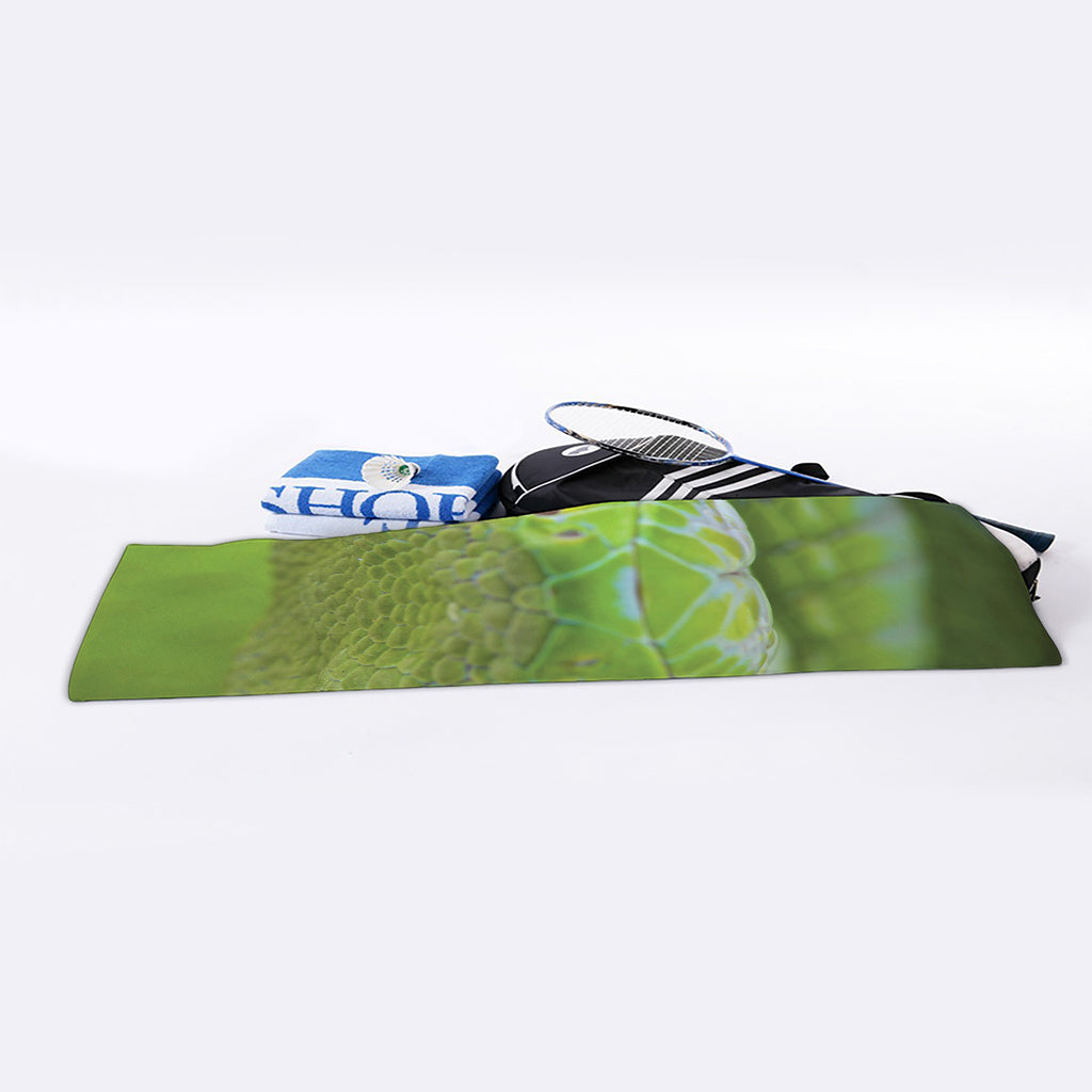 Green Pit Viper Print Sports Towel