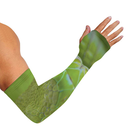 Green Pit Viper Print Sun Protection Arm Sleeves