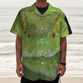 Green Pit Viper Print Textured Short Sleeve Shirt