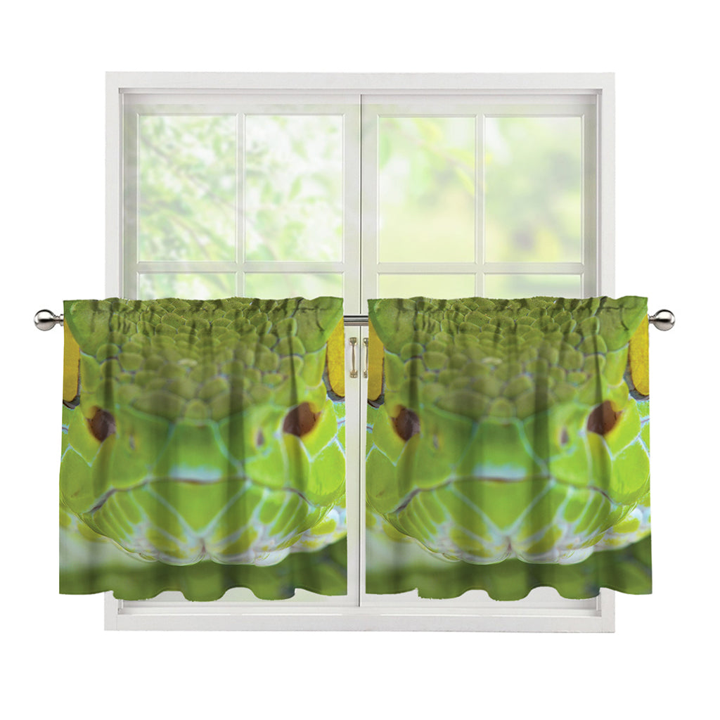 Green Pit Viper Print Tier Curtains