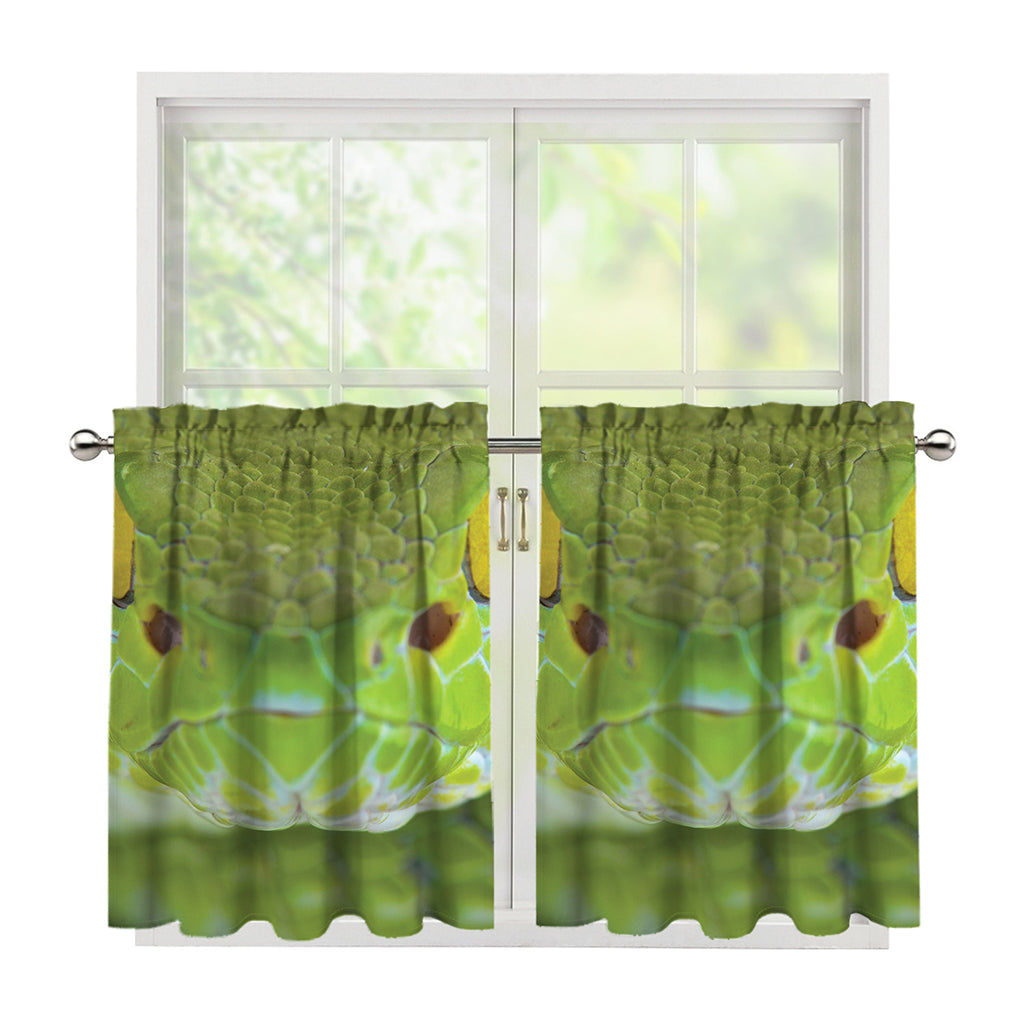 Green Pit Viper Print Tier Curtains