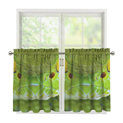 Green Pit Viper Print Tier Curtains