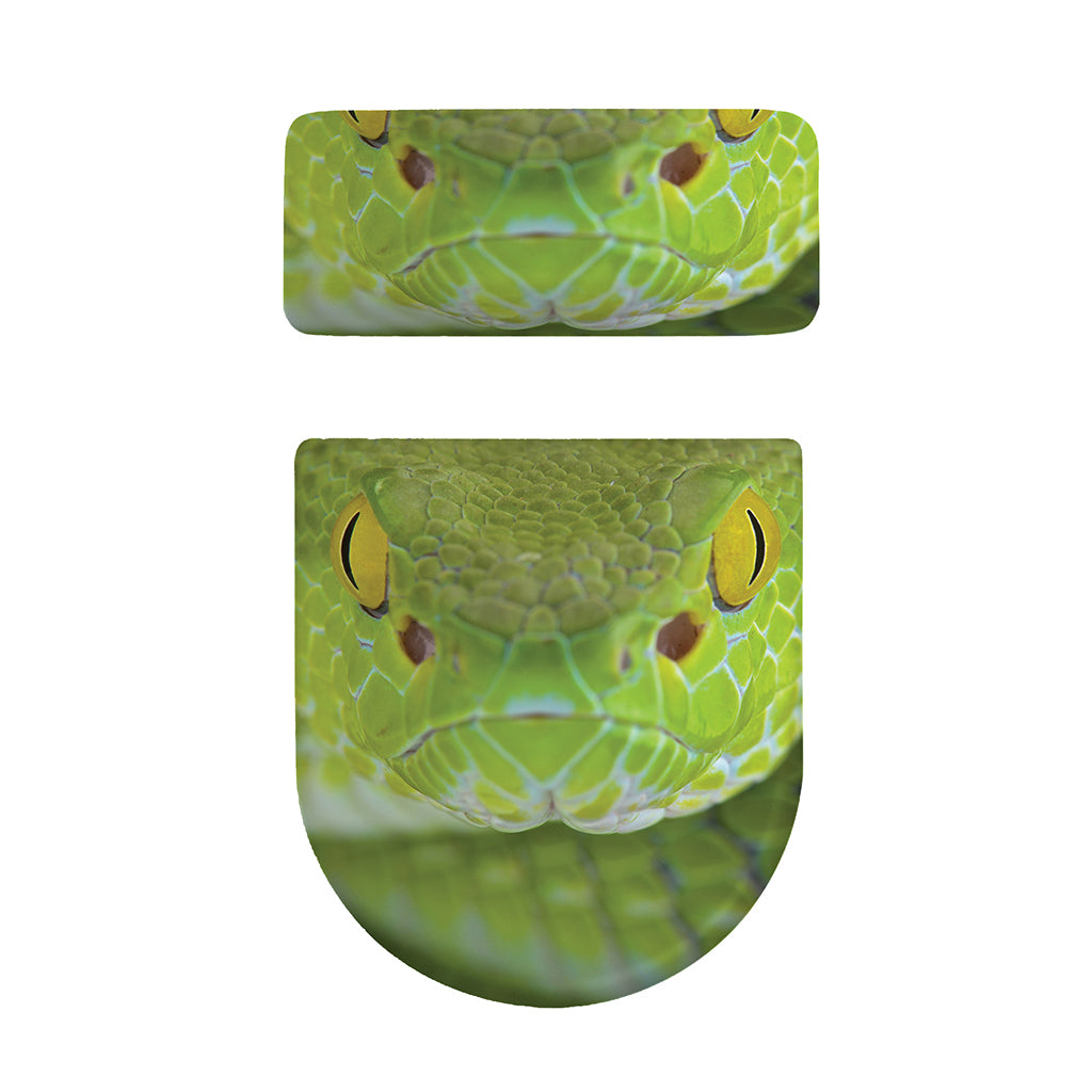 Green Pit Viper Print Toilet Lid And Tank Cover Set