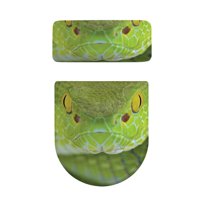 Green Pit Viper Print Toilet Lid And Tank Cover Set