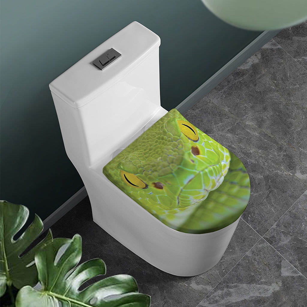Green Pit Viper Print Toilet Lid Cover