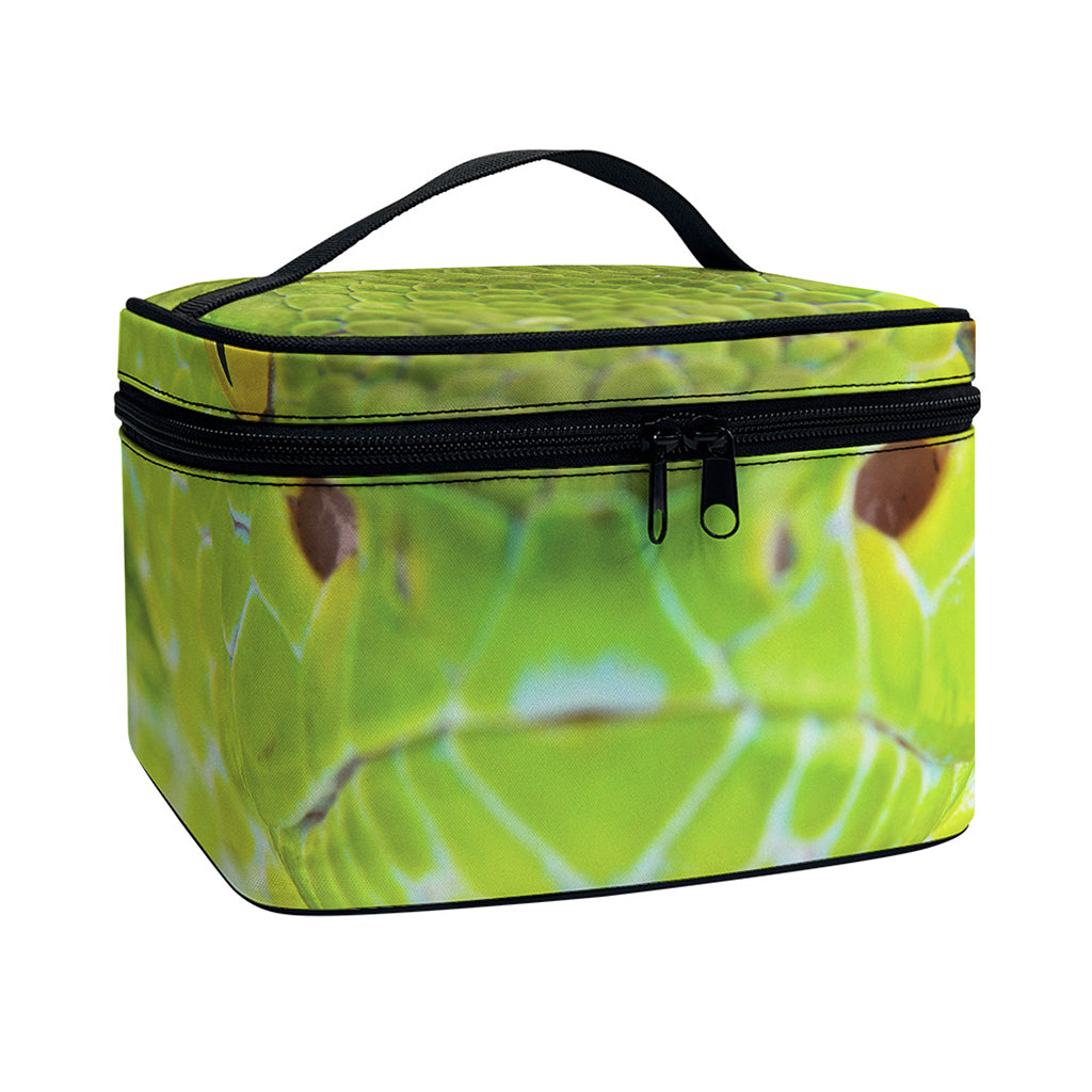 Green Pit Viper Print Travel Makeup Bag