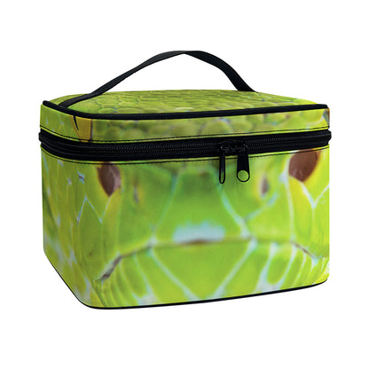 Green Pit Viper Print Travel Makeup Bag